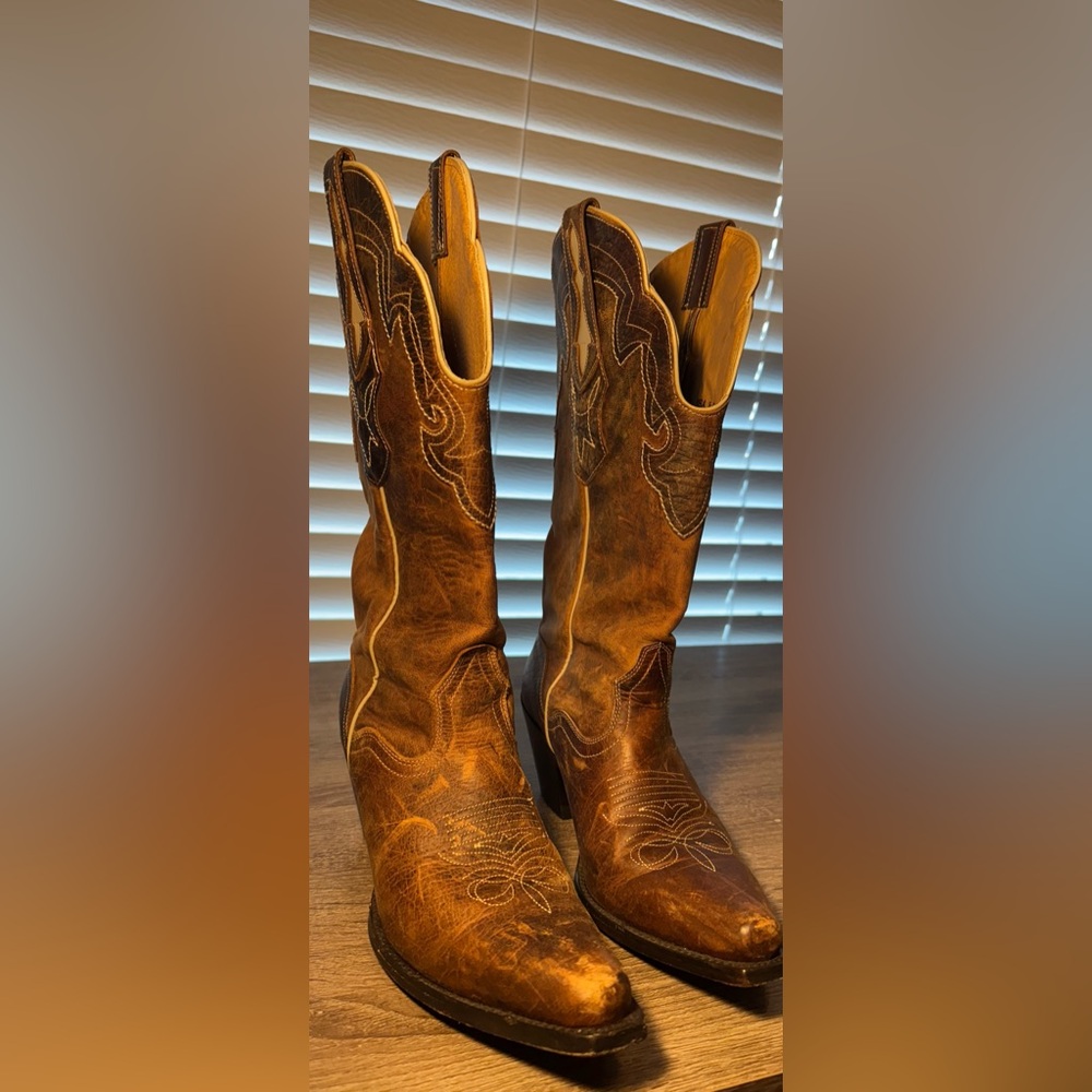 J.B. Dillon Brown Leather Western Cowboy Boots
